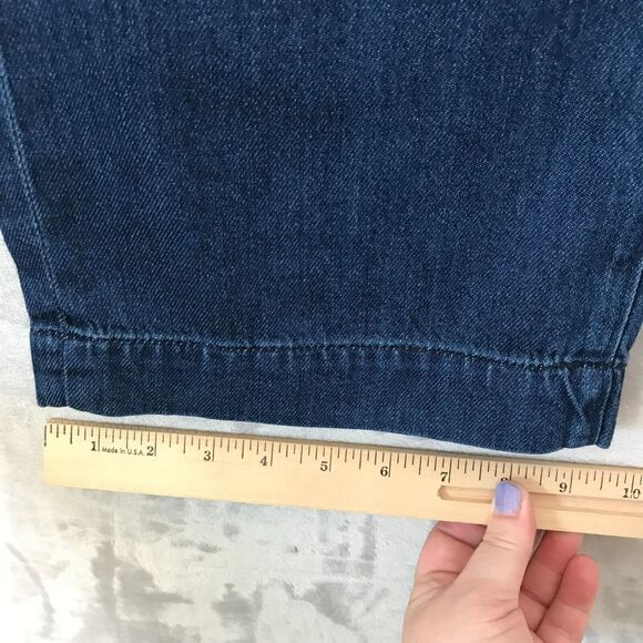 Ann Taylor Factory Jean Womens 12 Blue Wide Leg Crop Flat Front Pockets Cotton - Picture 10 of 10
